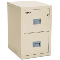 FireKing Compact Turtle 17.75 in. x 22.13 in. x 27.75 in. Insulated Vertical File with 2 Legal/Letter Drawers - Parchment