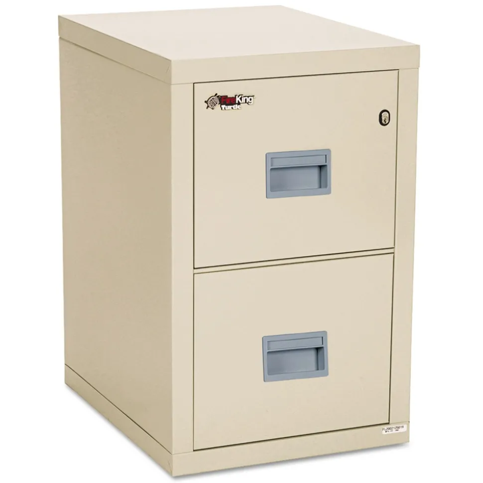 FireKing Compact Turtle 17.75 in. x 22.13 in. x 27.75 in. Insulated Vertical File with 2 Legal/Letter Drawers - Parchment