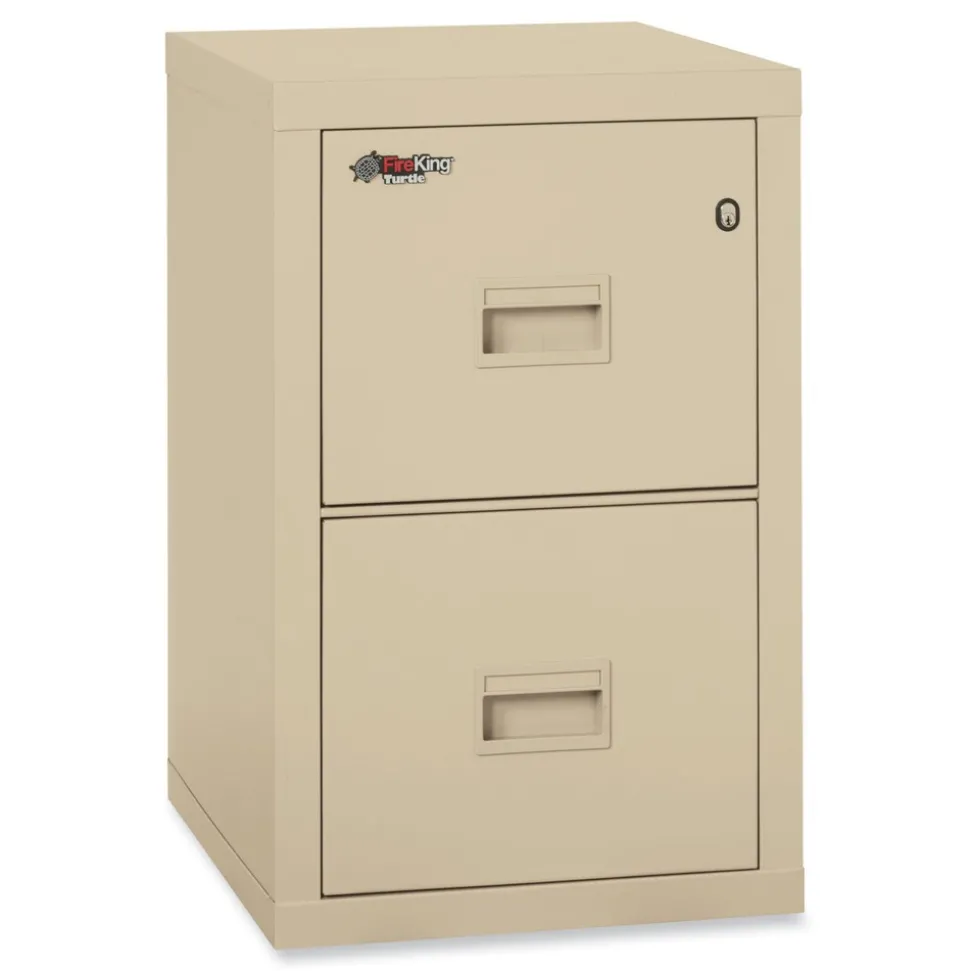 FireKing Compact Turtle 17.75 in. x 22.13 in. x 27.75 in. Insulated Vertical File with 2 Legal/Letter Drawers - Parchment