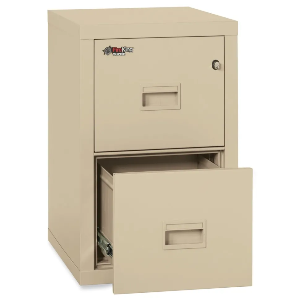 FireKing Compact Turtle 17.75 in. x 22.13 in. x 27.75 in. Insulated Vertical File with 2 Legal/Letter Drawers - Parchment