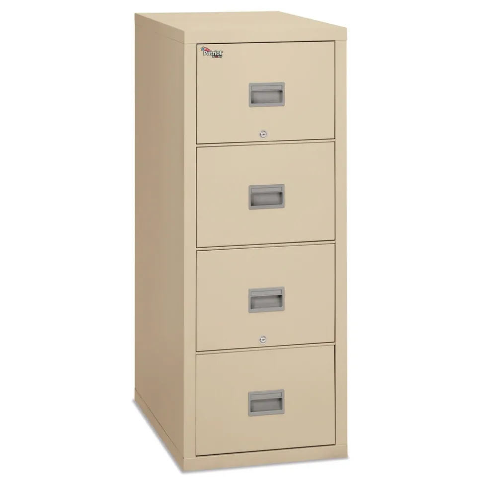 FireKing Patriot 4 Letter-Size File Drawers 1-Hour Fire Protection 17.75 in. x 31.63 in. x 52.75 in. Insulated Fire File - Parchment