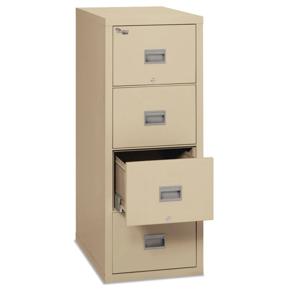 FireKing Patriot 4 Letter-Size File Drawers 1-Hour Fire Protection 17.75 in. x 31.63 in. x 52.75 in. Insulated Fire File - Parchment