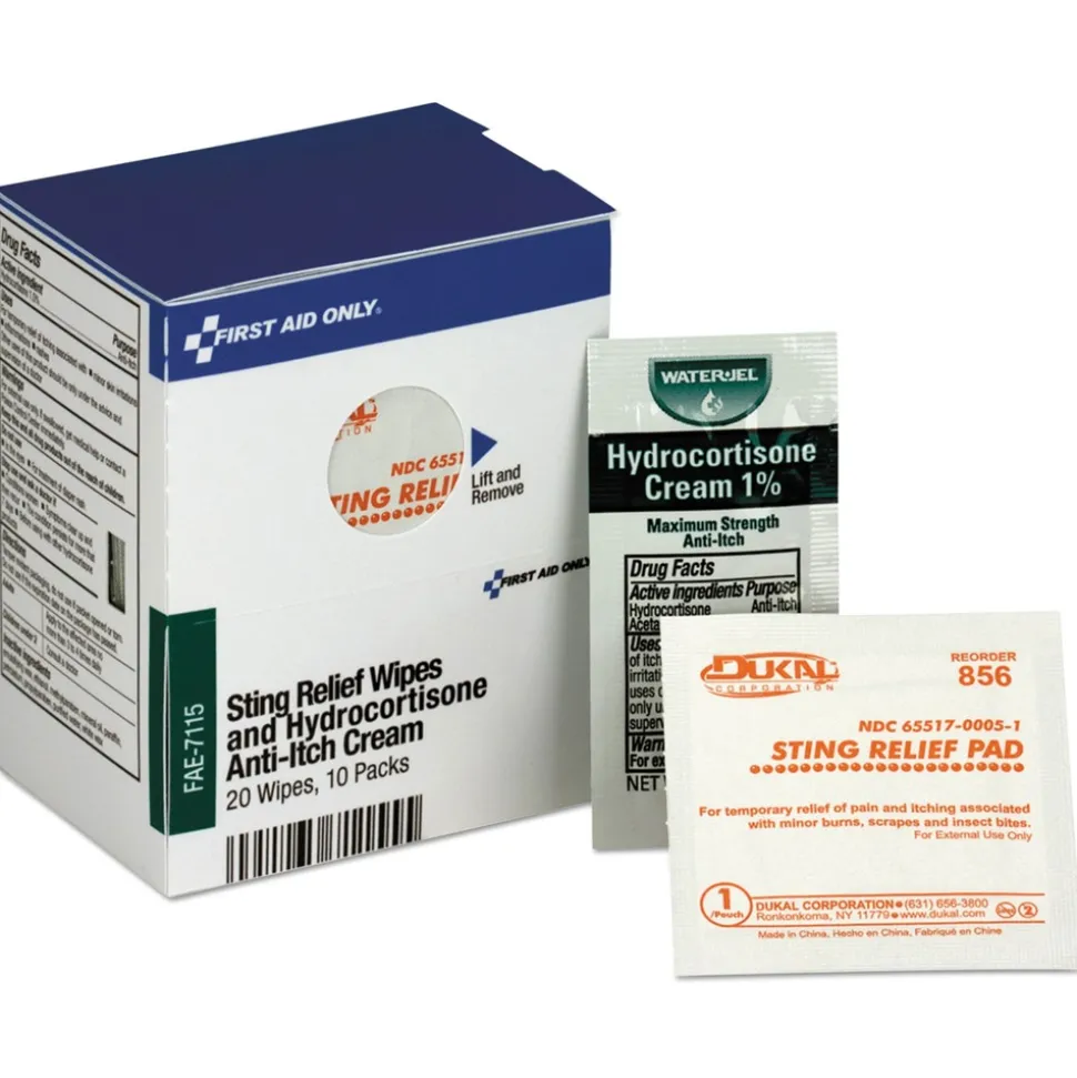 First Aid Only 10-Hydrocortisone Packs 20-Sting Relief Wipes Refill for SmartCompliance Cabinet