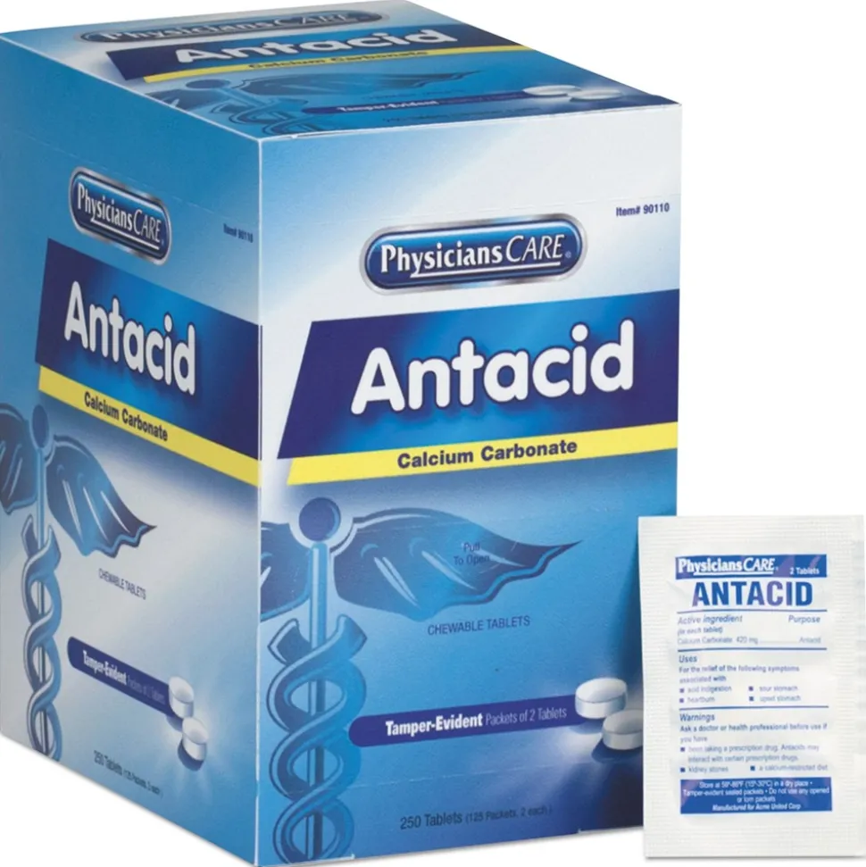 First Aid Only Over the Counter Antacid Medications for First Aid Cabinet (250/Box)