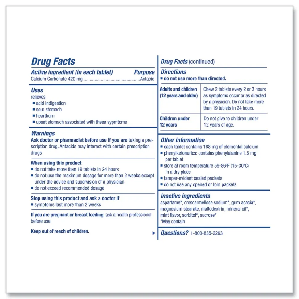 First Aid Only Over the Counter Antacid Medications for First Aid Cabinet (250/Box)