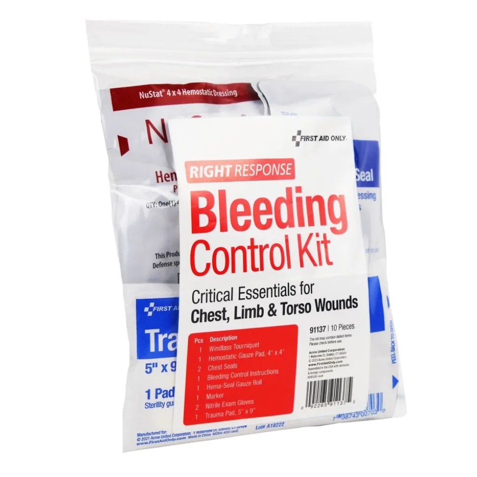 First Aid Only 11-Piece Critical Essentials Bleeding Control Kit for Limb, Chest and Torso Wounds
