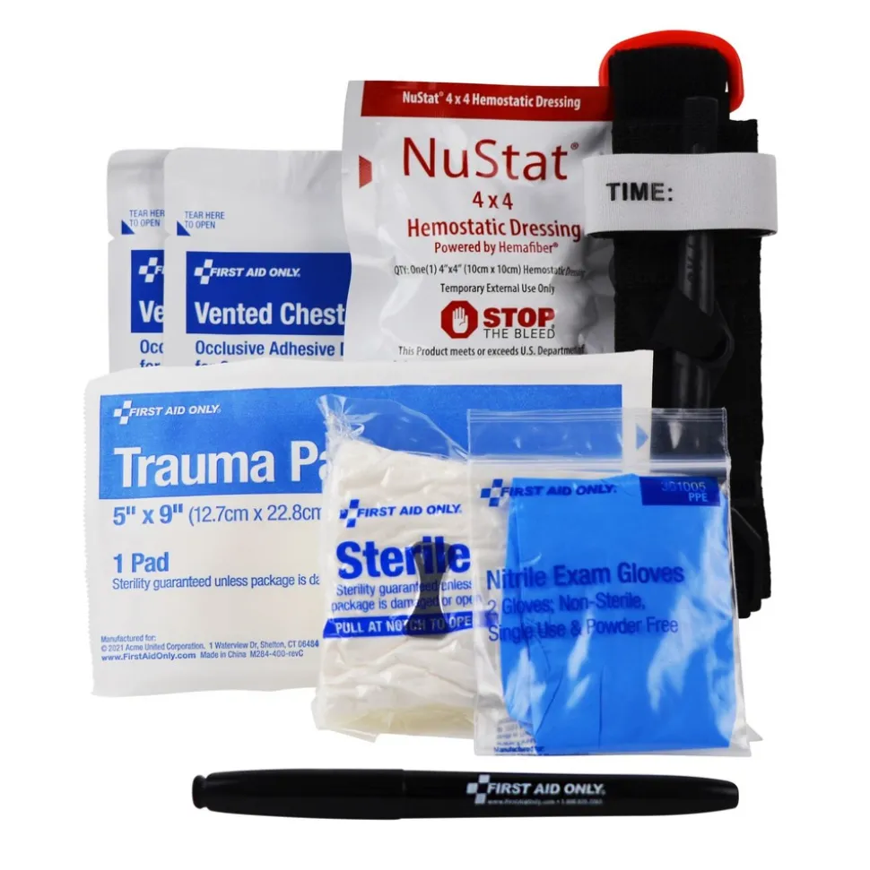 First Aid Only 11-Piece Critical Essentials Bleeding Control Kit for Limb, Chest and Torso Wounds