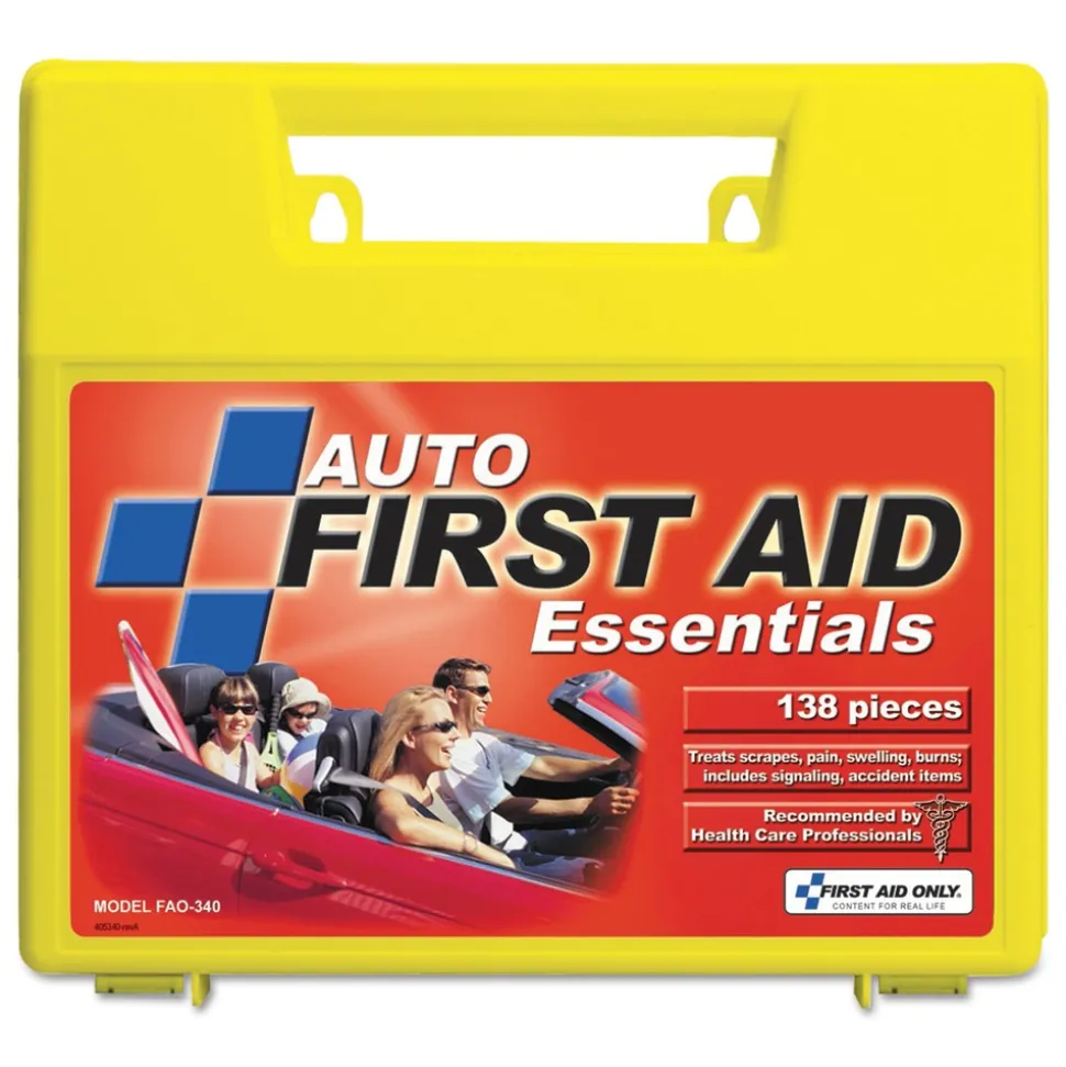 First Aid Only 138-Piece Essentials Plastic Case First Aid Kit for 5 People