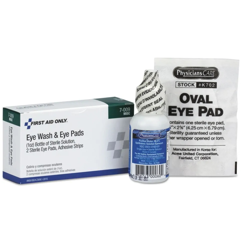 First Aid Only 4-Piece Eyewash Set with Eyepads and Adhesive Strips (1-Kit)