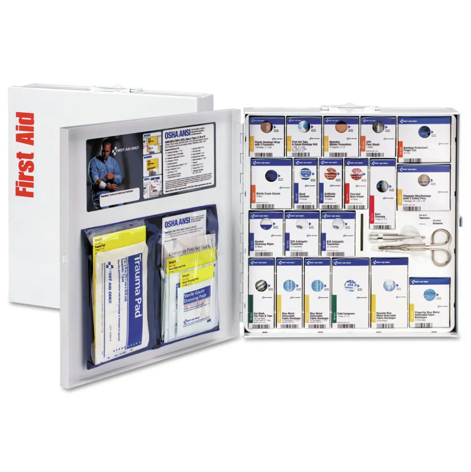 First Aid Only SmartCompliance No Medication Metal Case Food Service First Aid Kit for 50 People (260-Pieces/Kit)