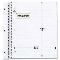 Five Star 11 in. x 8.5 in. Sheets Medium/College Rule 1-Subject Recycled Notebook - Randomly Assorted Cover Color