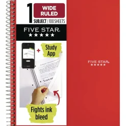 Five Star 10.5 x 9.18 Sheets (100) Wirebound Notebook - Randomly Assorted Cover Color