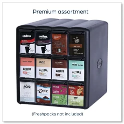 FLAVIA 15.2 in. x 17.2 in. x 16.3 in. 12-Compartments Four Column Merchandiser - Black