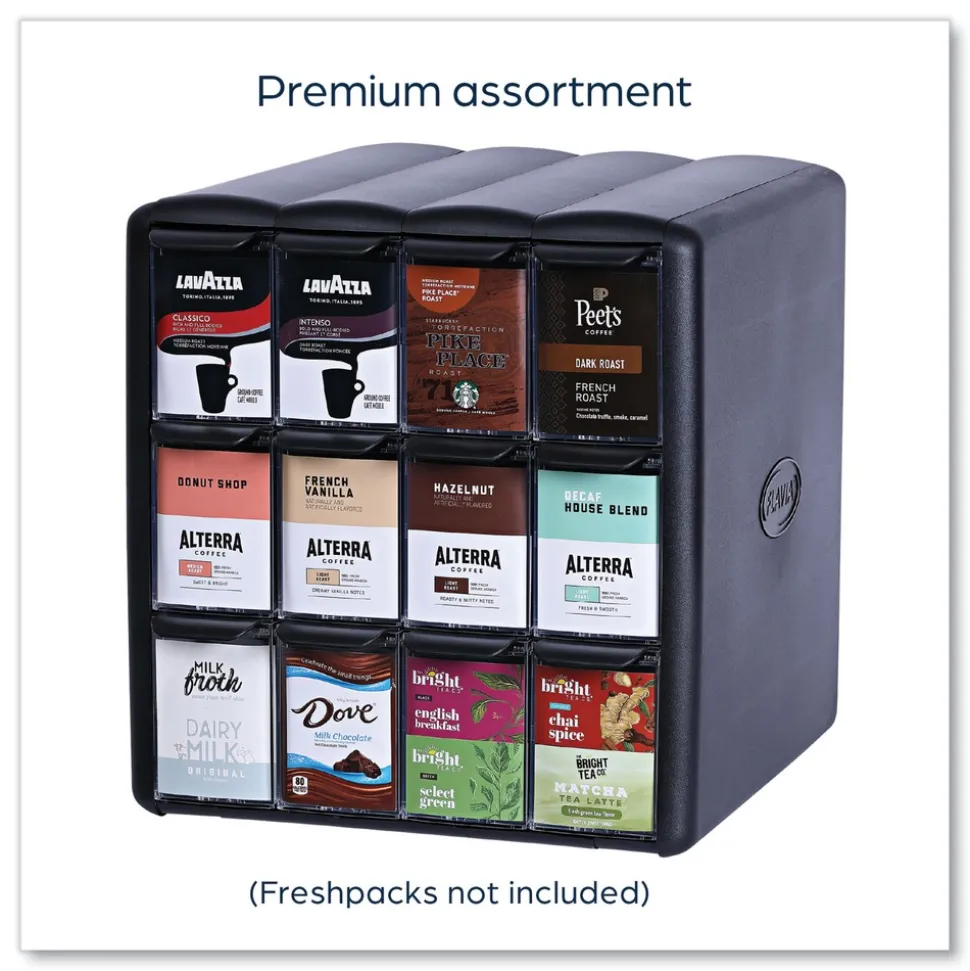 FLAVIA 15.2 in. x 17.2 in. x 16.3 in. 12-Compartments Four Column Merchandiser - Black