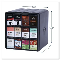 FLAVIA 15.2 in. x 17.2 in. x 16.3 in. 12-Compartments Four Column Merchandiser - Black