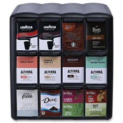 FLAVIA 15.2 in. x 17.2 in. x 16.3 in. 12-Compartments Four Column Merchandiser - Black