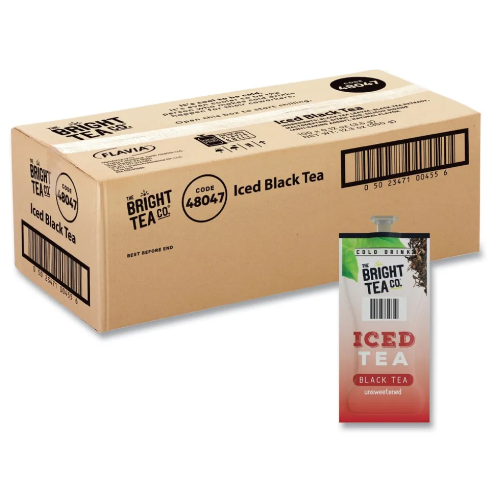 FLAVIA The Bright Tea Co. Tea Freshpack - Unsweetened Iced Black (100/Carton)