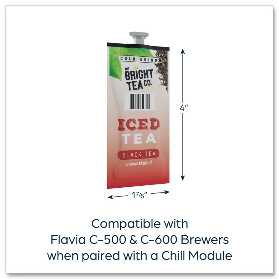 FLAVIA The Bright Tea Co. Tea Freshpack - Unsweetened Iced Black (100/Carton)