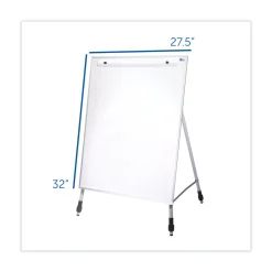 Flipside 27.5 in. x 32 in. Adjustable Dry Erase Board - White Surface, Satin Aluminum Frame