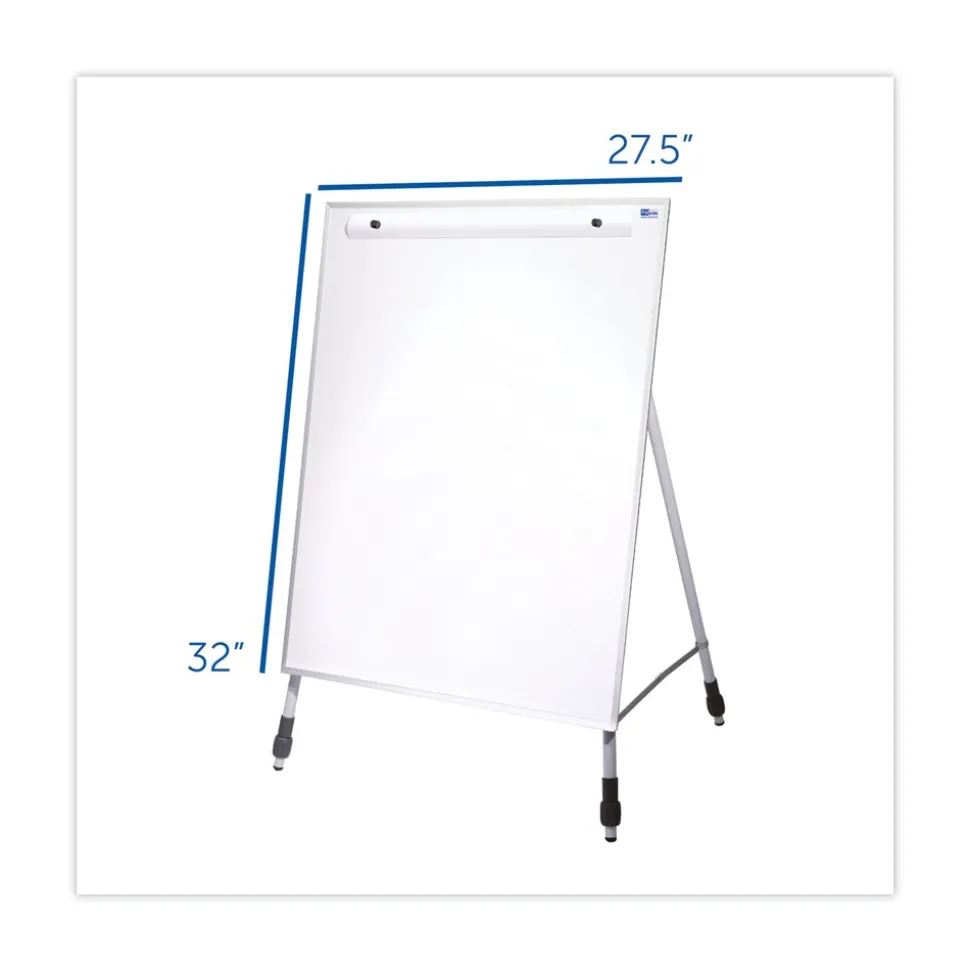 Flipside 27.5 in. x 32 in. Adjustable Dry Erase Board - White Surface, Satin Aluminum Frame