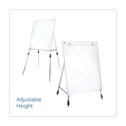 Flipside 27.5 in. x 32 in. Adjustable Dry Erase Board - White Surface, Satin Aluminum Frame