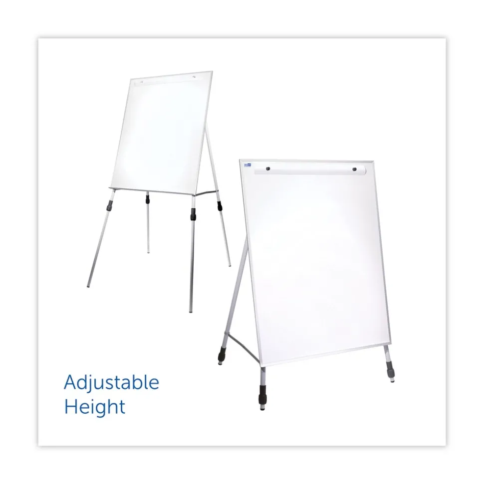 Flipside 27.5 in. x 32 in. Adjustable Dry Erase Board - White Surface, Satin Aluminum Frame