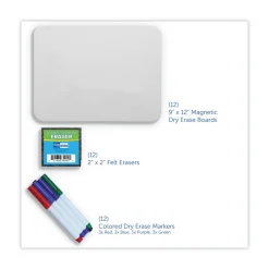 Flipside 12 in. x 9 in. Dry Erase Board Set - White Surface (12/Pack)