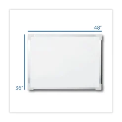 Flipside 48 in. x 36 in. Framed Dry Erase Board - White Surface, Satin Aluminum Frame