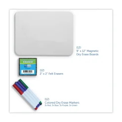Flipside 12 in. x 9 in. Magnetic Dry Erase Board Set - White Surface (12/Pack)