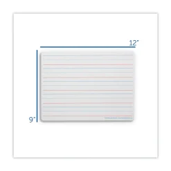 Flipside 12 in. x 9 in. Magnetic 2-Sided Red/Blue Ruled Dry Erase Board - White Surface (12/Pack)