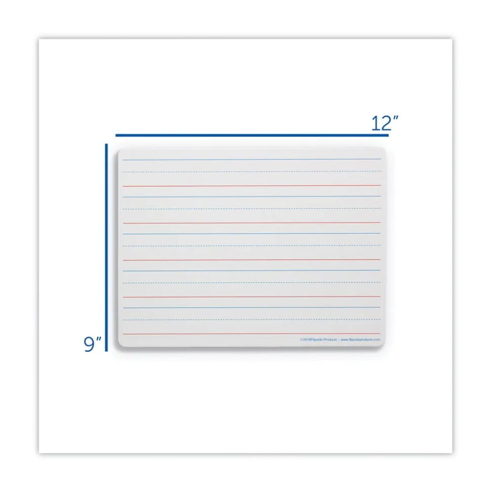 Flipside 12 in. x 9 in. Magnetic 2-Sided Red/Blue Ruled Dry Erase Board - White Surface (12/Pack)