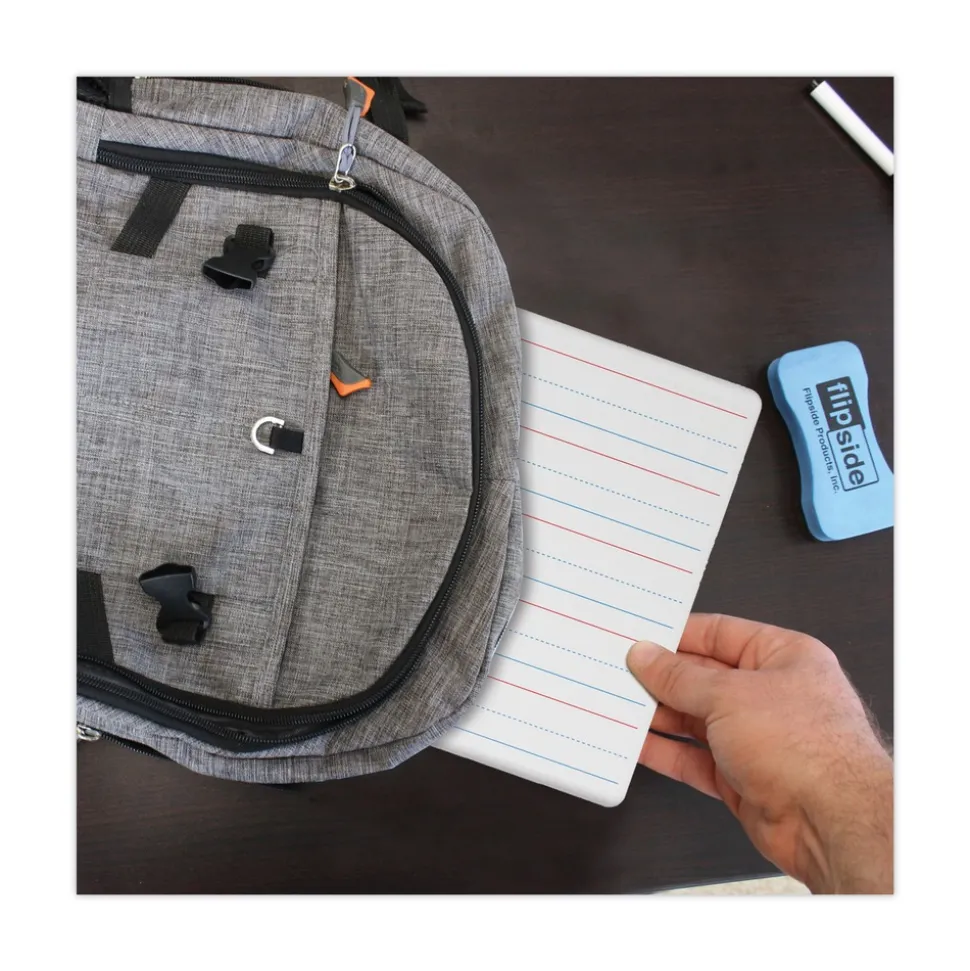 Flipside 12 in. x 9 in. 2-Sided Red/Blue Ruled Dry Erase Board - White Surface (24/Pack)