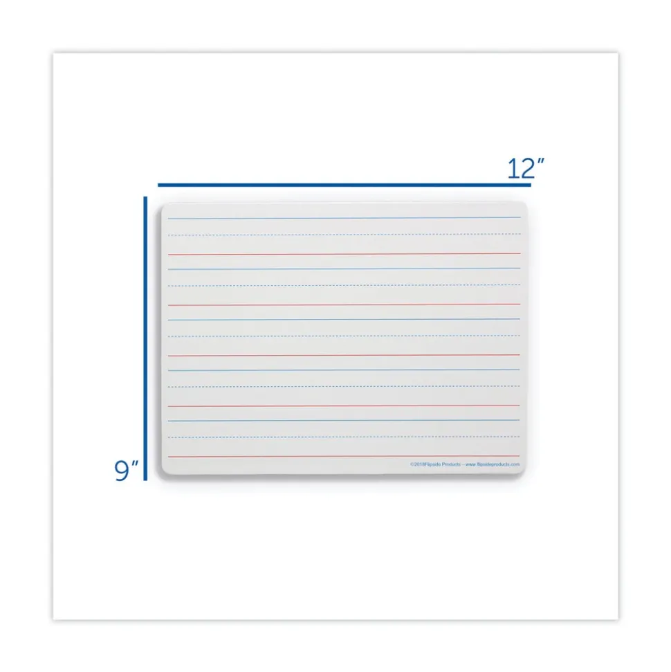 Flipside 12 in. x 9 in. 2-Sided Red/Blue Ruled Dry Erase Board - White Surface (24/Pack)