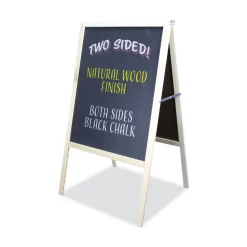 Flipside 25 in. x 24 in. x 48.5 in. Black Chalkboard Marquee Sign - Black, Natural Wood Frame