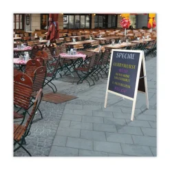 Flipside 25 in. x 24 in. x 48.5 in. Black Chalkboard Marquee Sign - Black, Natural Wood Frame