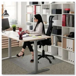 Floortex 60 in. x 48 in. Cleartex Ultimat Polycarbonate Chair Mat for High Pile Carpets - Clear