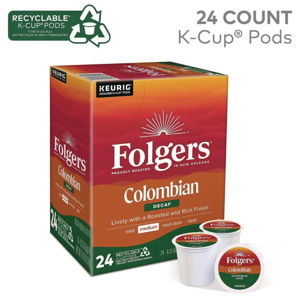 Folgers 100% Colombian Decaf Coffee K-Cups (24/Box)