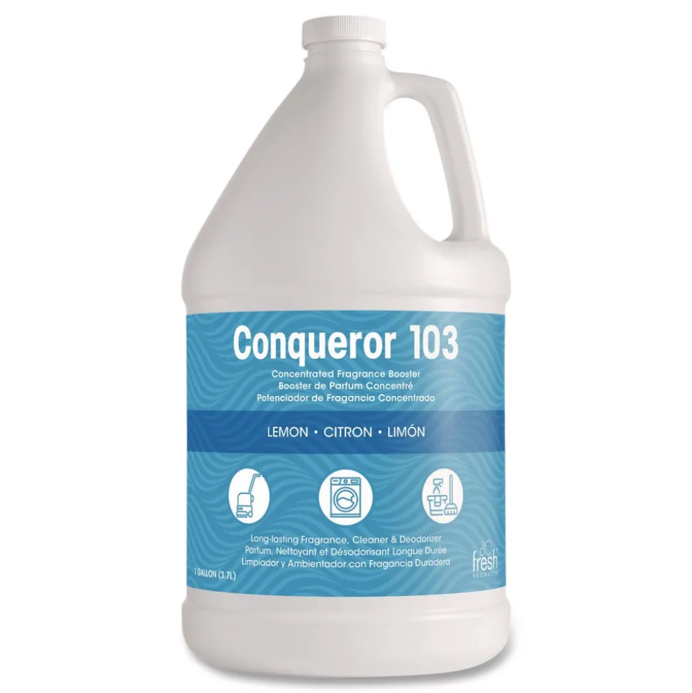 Fresh Products 1 gal. Conqueror 103 Odor Counteractant Concentrate - Lemon (4/Carton)