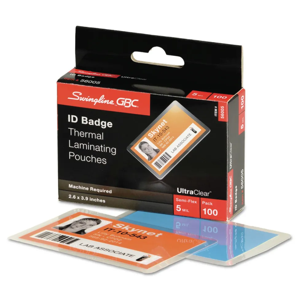 GBC 3.88 in. x 2.63 in. 5 mil UltraClear Thermal Laminating Pouches - Gloss Clear (100/Box)