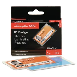 GBC 3.88 in. x 2.63 in. 5 mil UltraClear Thermal Laminating Pouches - Gloss Clear (100/Box)