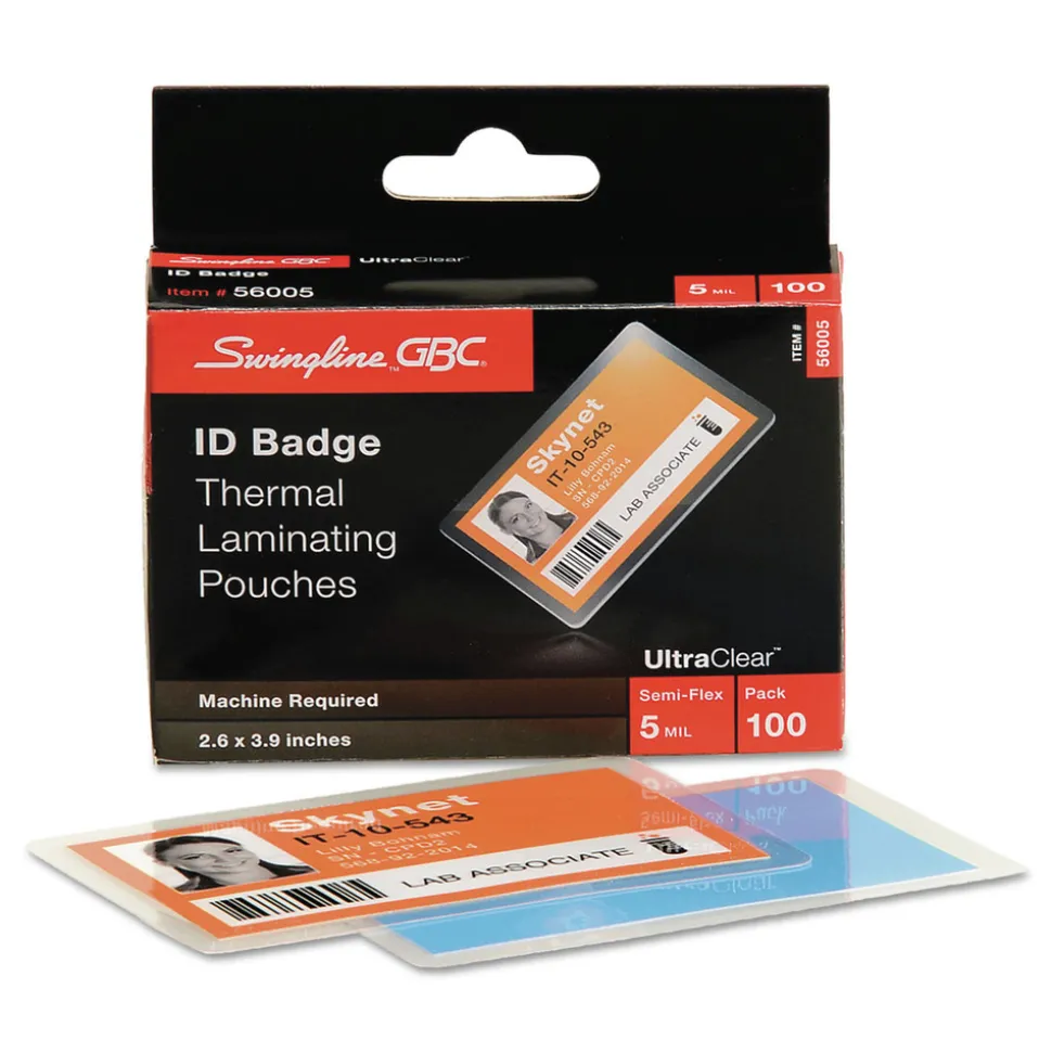 GBC 3.88 in. x 2.63 in. 5 mil UltraClear Thermal Laminating Pouches - Gloss Clear (100/Box)