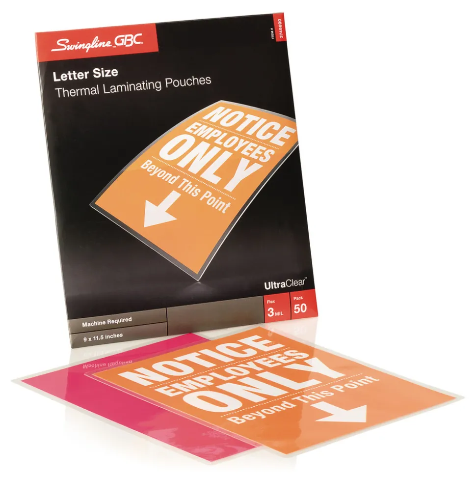 GBC 9 in. x 11.5 in. 3 mil UltraClear Thermal Laminating Pouches - Gloss Clear (50/Box)