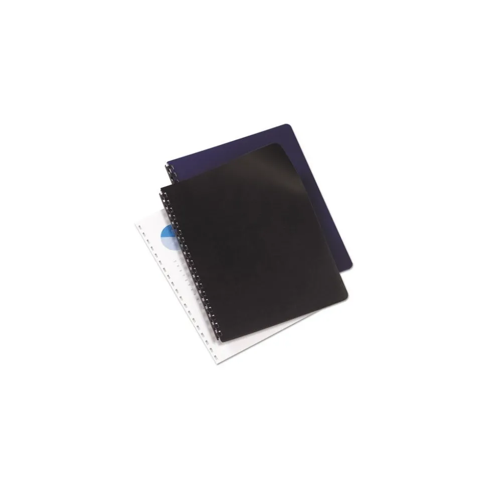 GBC 11.25 in. x 8.75 in. Leather-Look Unpunched Presentation Covers for Binding Systems - Navy (100 Sets/Box)