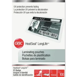 GBC LongLife 2.56 in. x 3.75 in. 10 mil Thermal Laminating Pouches - Gloss Clear (100/Box)