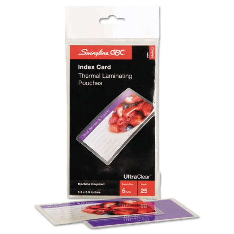 GBC UltraClear 5.5 in. x 3.5 in. 3 mil Thermal Laminating Pouches - Gloss Clear (25/Pack)