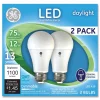 GE 12 Watts/75 Watts A19 LED Bulbs - Daylight (2/Pack)