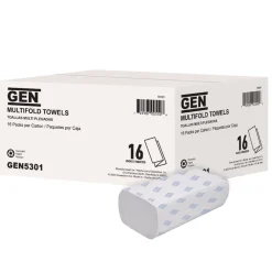 GEN 9.25 in. x 9.05 in. 1-Ply Multifold Towels - White (16/Carton)