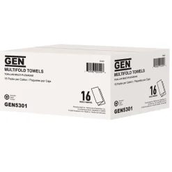 GEN 9.25 in. x 9.05 in. 1-Ply Multifold Towels - White (16/Carton)