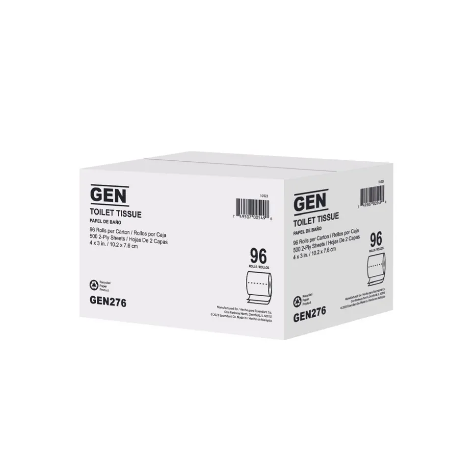 GEN 4 in. x 3 in. 2-Ply Standard Bath Tissue - White (96/Carton)