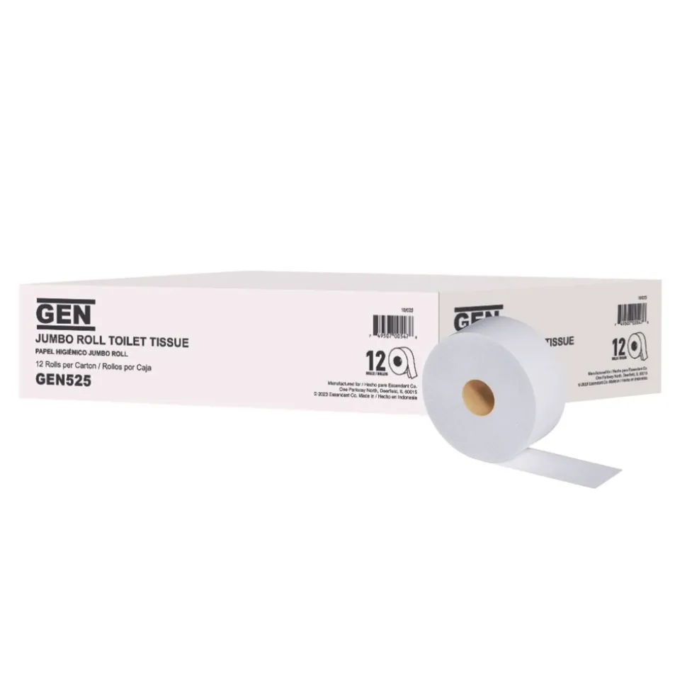 GEN ft. x 3.2 in. 2-Ply Jumbo Roll Bath Tissue - White (12/Carton)